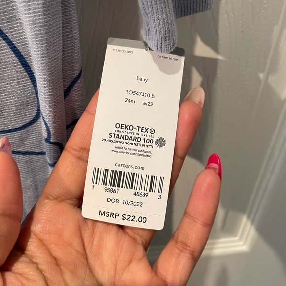 NWT Carter’s Blue Butterfly Print Zip Up One Piece Hooded Jumpsuit 24 Months - Picture 5 of 11